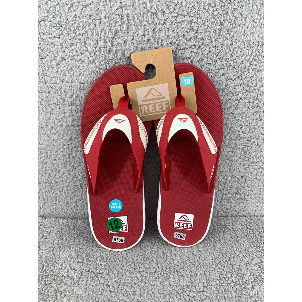 Reef Fanning Red White Flip Flop Sandals RF002026 Men's Sz 12 NWT